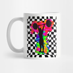 Female Weightlifter on Checkered Background Mug